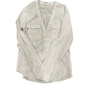 Express Light Gray Striped Long Sleeve Top